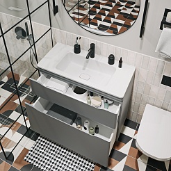 Vivon Тумба с раковиной Shelly 90 серая матовая – фотография-2